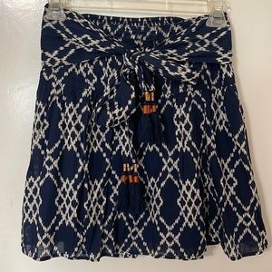 Anthropologie; Blue and White Motif Skirt; Size M